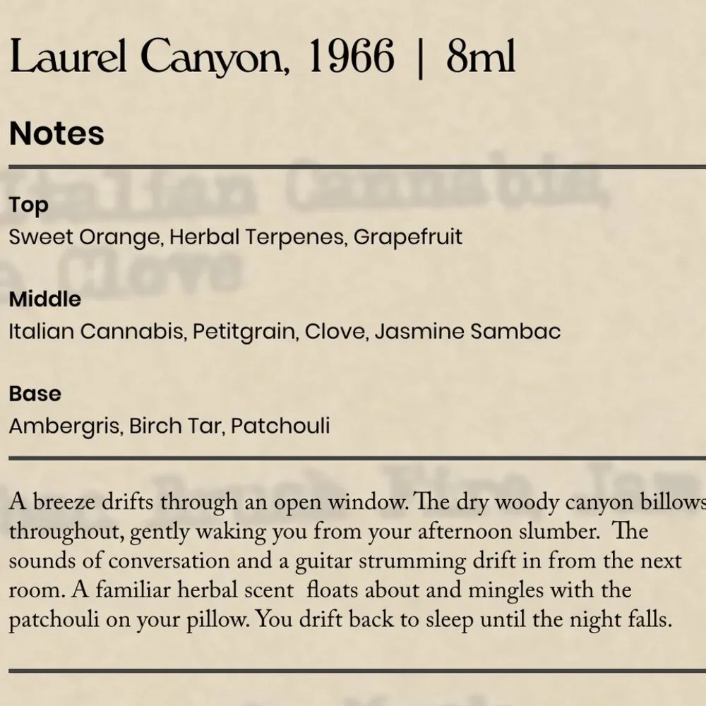 Thin Wild Mercury Perfume Laurel Canyon, 1966 8ml - Picture 4 of 4